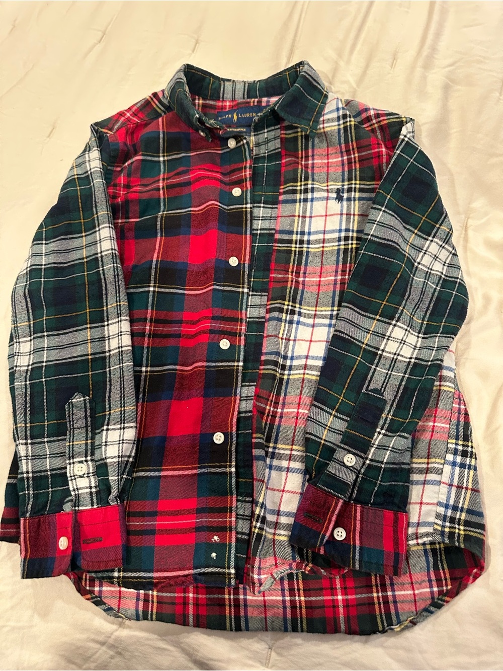 Ralph Lauren Mixed Plaid Button-Up Shirt - Red, Green, White